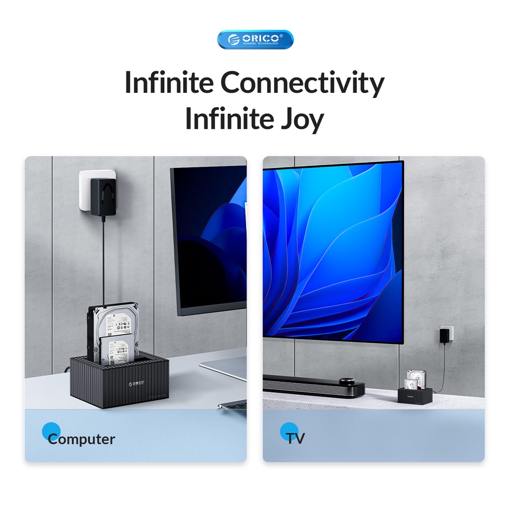 Trạm Kết Nối Ổ Cứng ORICO series 2.5 3.5 Inch Type-C 10Gbps Cho 2.5 / 3.5 "HDD / SSD 12V3A UASP 40TB Max