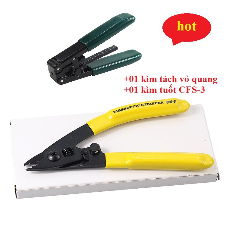 Bộ dụng cụ gồm kìm tách vỏ cáp quang+kìm tuốt quang CFS-3