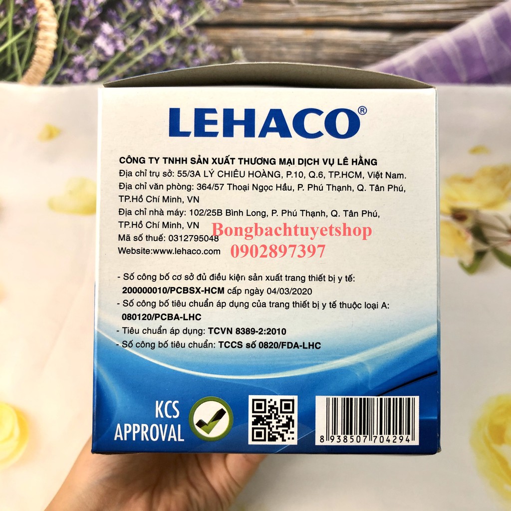 Khẩu trang Lehaco màu Xanh 4 lớp Giấy Kháng Khuẩn hộp 50 cái