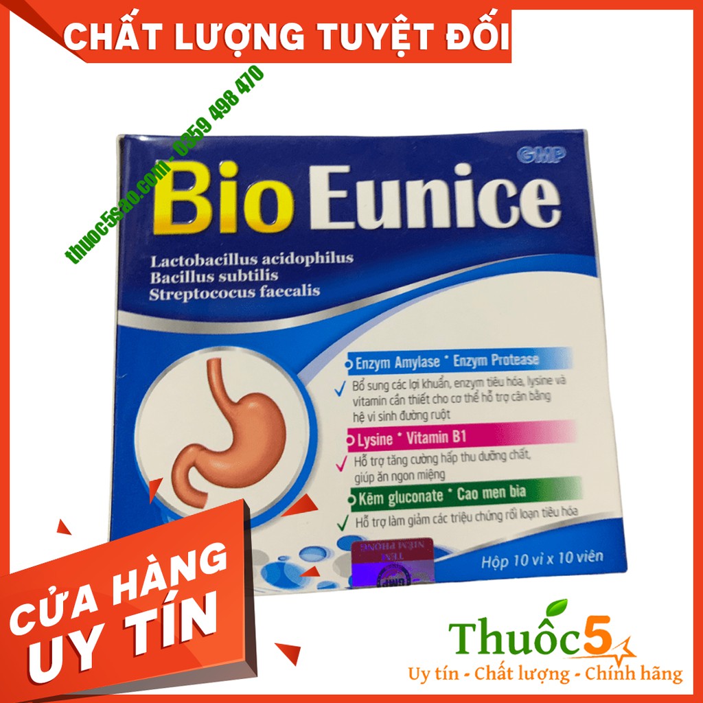 Men Tiêu Hóa Bio Eunice Giúp Bổ Sung Lợi Khuẩn Hỗ Trợ Cân Bằng Hệ Tiêu Hóa Hộp 100 Viên