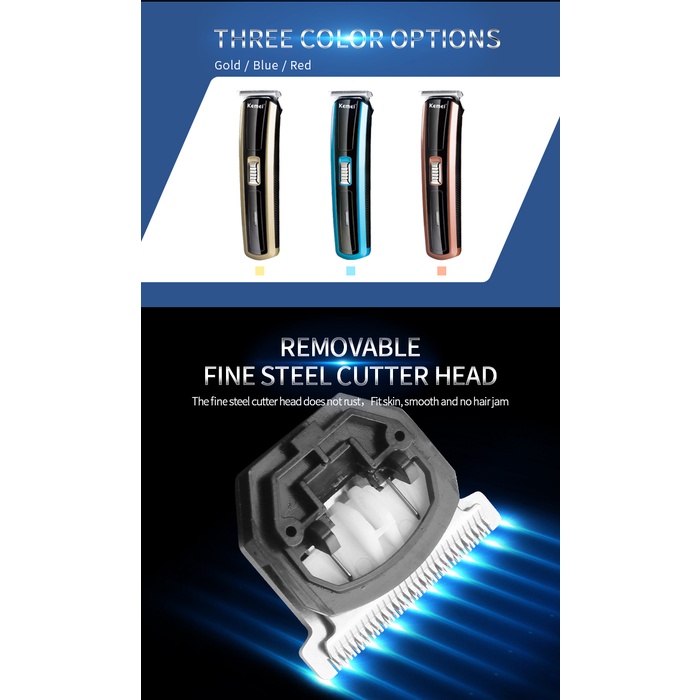 Máy cạo râu Kemei không dây 2 trong 1 có thể sạc lại và sử dụng pin AA với lưỡi cắt có thể tháo rời tiện dụng