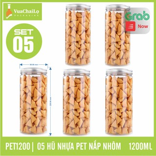 Hũ Nhựa PET 1200ml Nắp Nhôm (set 5c)