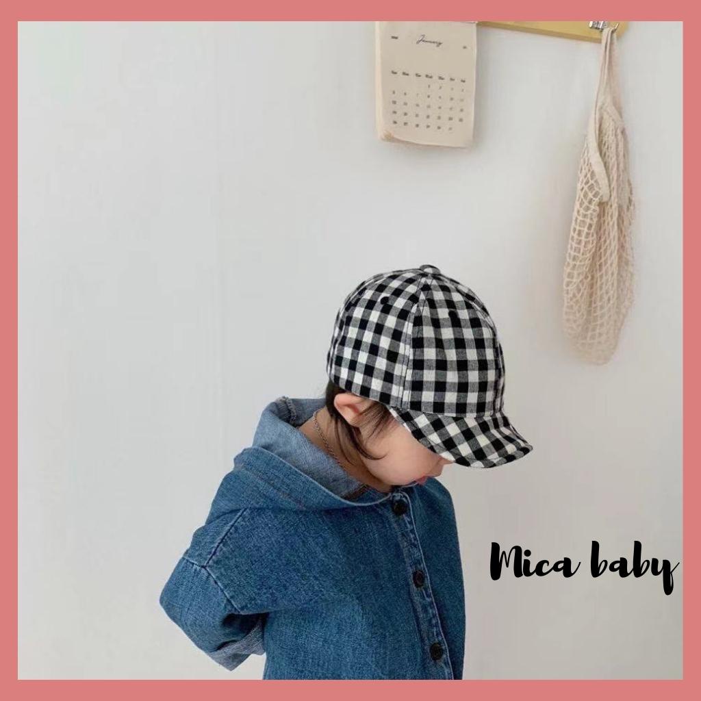 Mũ lưỡi trai mềm họa tiết kẻ caro đáng yêu cho bé Mica Baby MH126