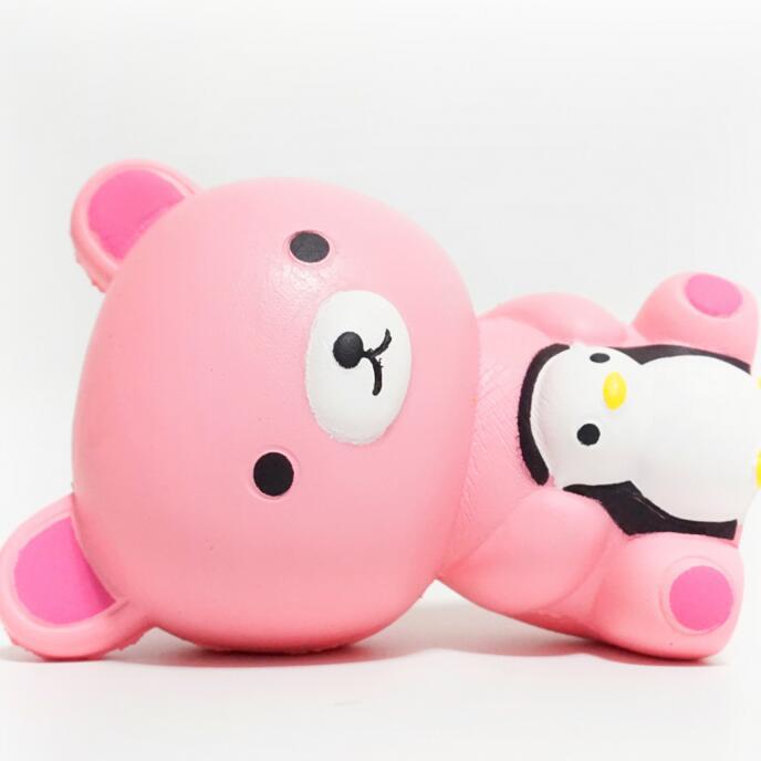 Squishy Lớn JUMBO Hình gấu hồng ôm chim cánh cụt Đồ Chơi Xốp Giảm Stress Hình mềm mịn dễ Thương đàn hồi Cho Bé