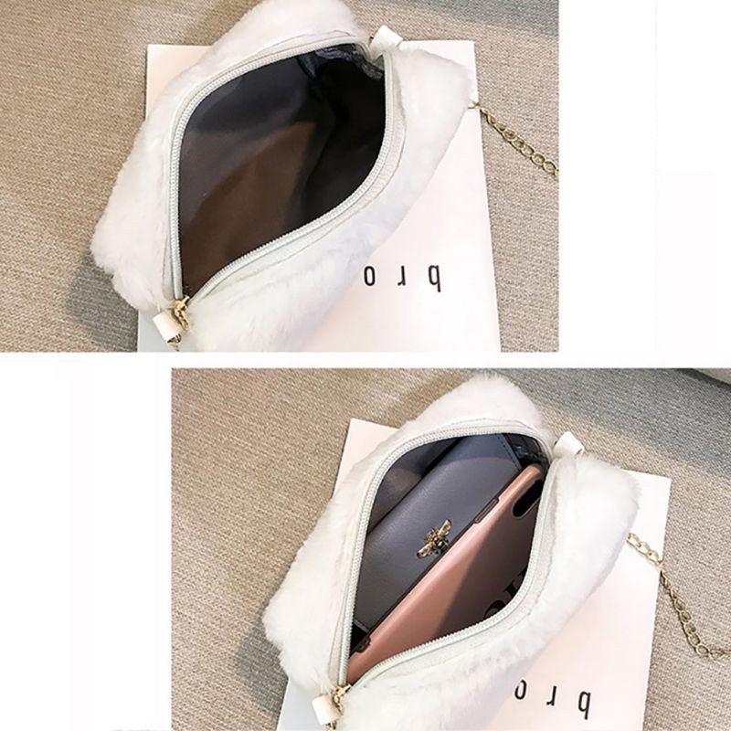 Túi đeo chéo bằng lông mịn mượt thiết kế dễ thương hợp thời trang