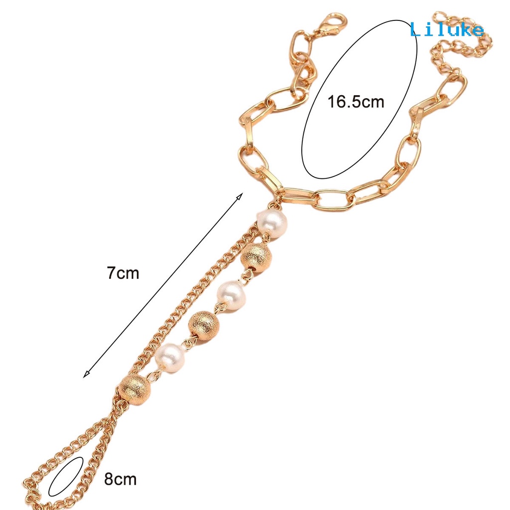 Bộ Vòng Tay Hạt Ngọc Trai Nhân Tạo Kết Nối Bằng Thép Không Gỉ