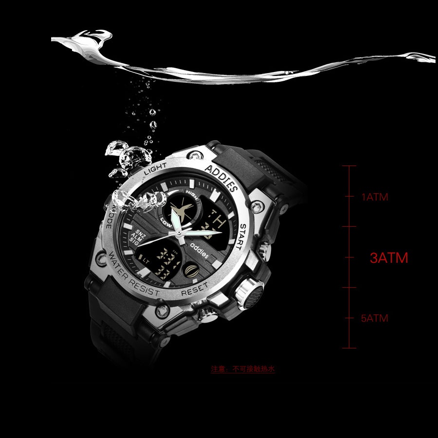 Đồng hồ thời trang nam addies dạ quang, đồng hồ phát sáng đeo tay, đồng hồ thể thao nam chống nước