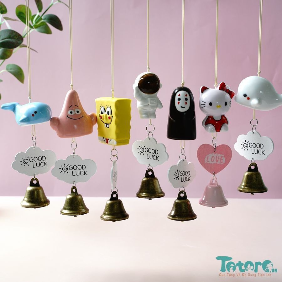 Chuông gió treo trang trí Mèo May Mắn - Mèo Thần Tài - Totoro - Vô Diện - Phi Hành Gia - Khủng Long - Cá Heo -Cá Voi
