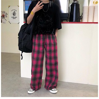 Quần sọc caro ống xuông kaki nam nữ unisex mịn
