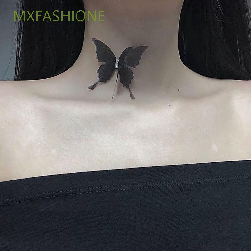 Vòng Cổ Choker Ngắn Màu Trắng / Đen Phối Ren Hình Bướm Nhiều Màu Thời Trang Quyến Rũ Cho Nữ