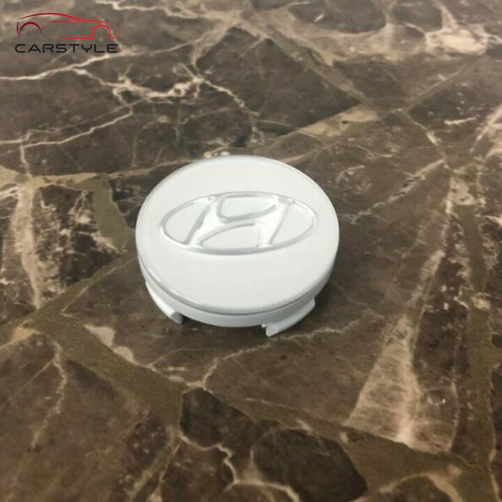 Logo chụp mâm bánh xe ô tô Hyundai HY-60 Kích thước 60mm: Màu Đen và Bạc （1 Chiếc)