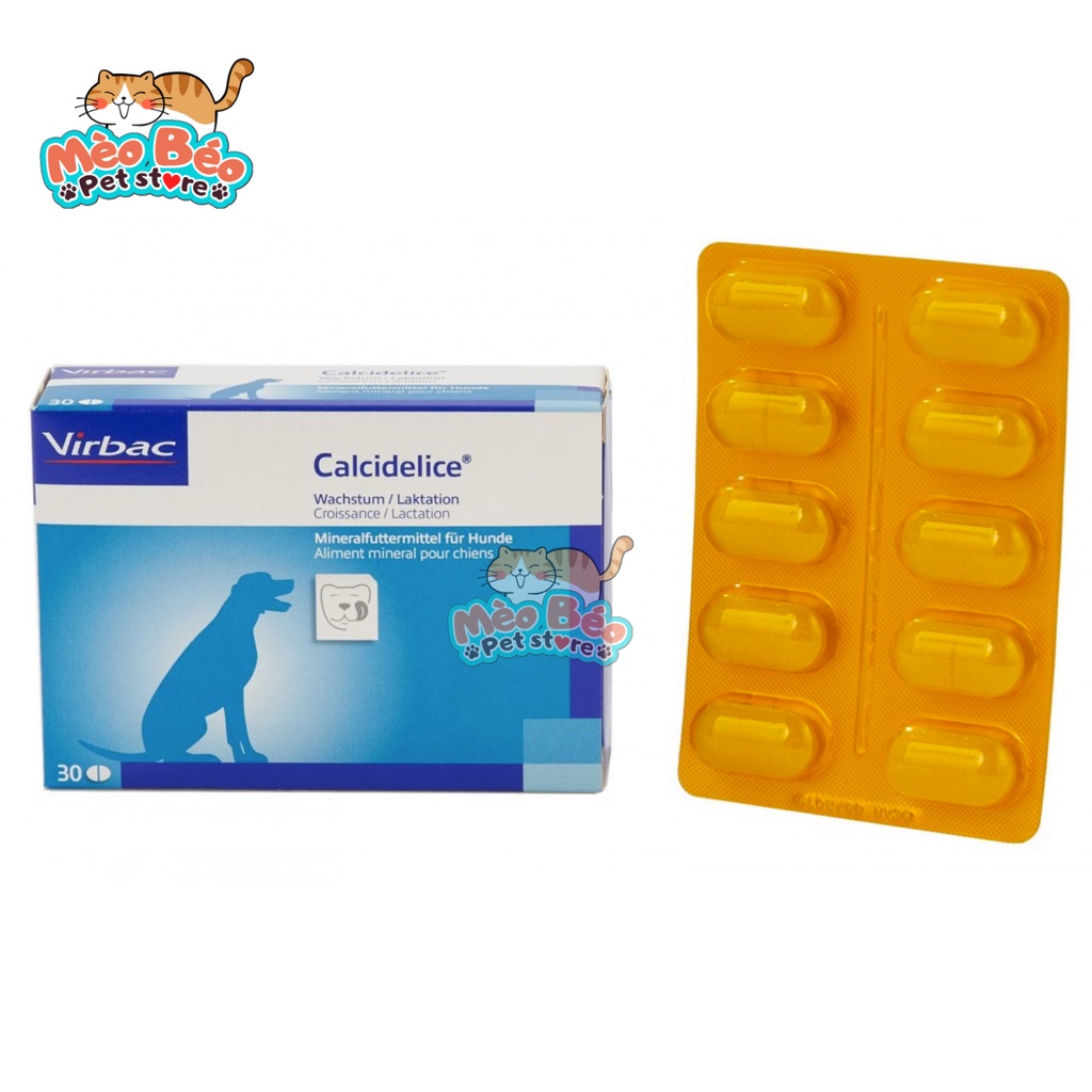 Canxi pháp cho chó mèo VIRBAC CALCI DELICE vị thịt bò - hộp 30 viên