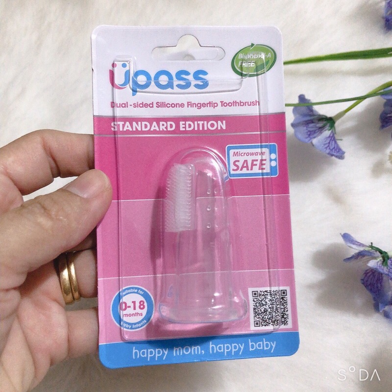 Rơ lưỡi xỏ ngón Upass/ bàn chải đánh răng cho bé silicone siêu mềm Upass Thái Lan