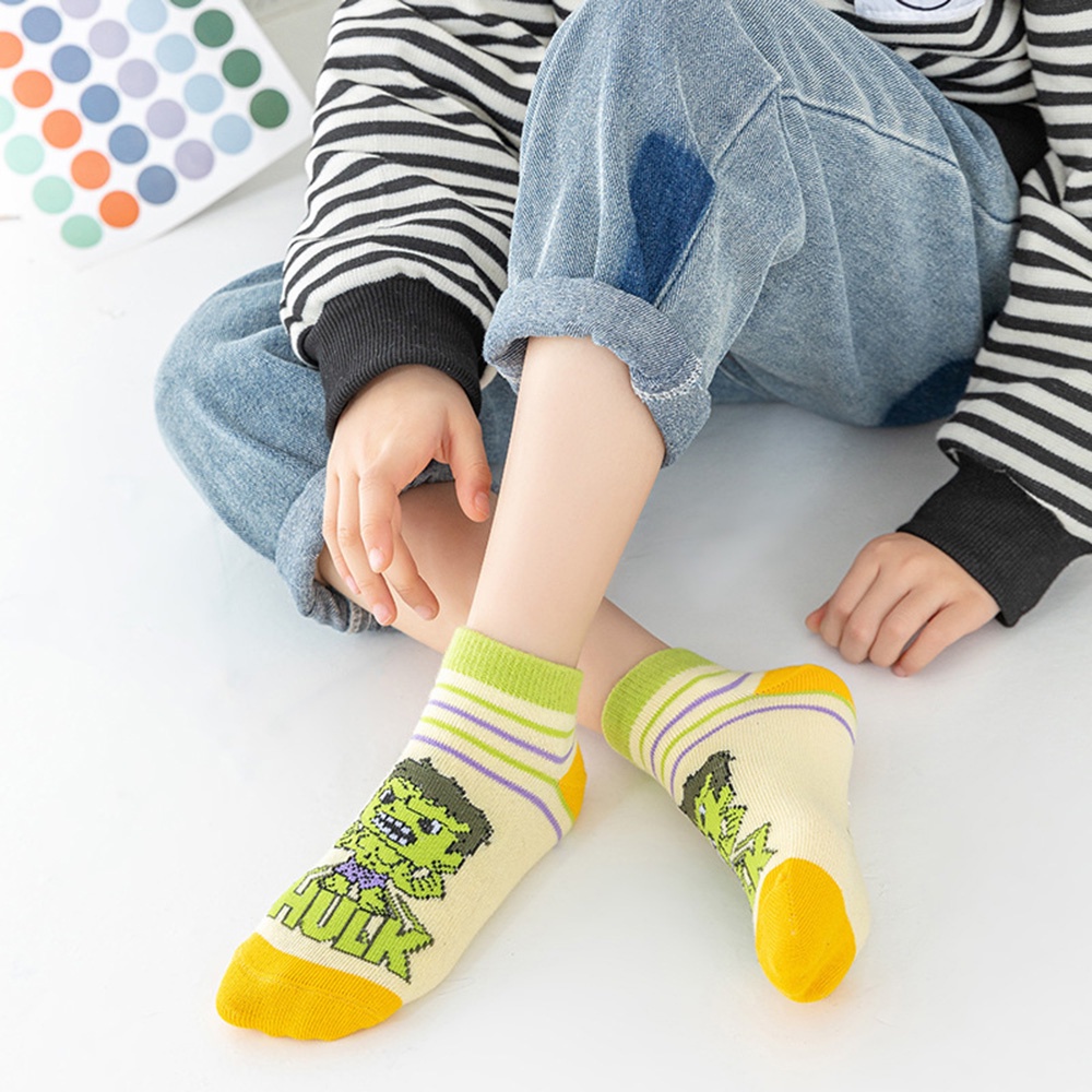 Set 5 Cặp Vớ Cotton In Hình Siêu Anh Hùng Marvel Đáng Yêu Cho Bé