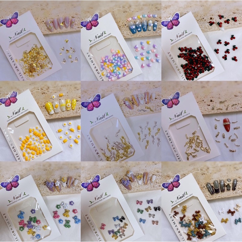phụ kiện charm nail các mẫu mới trang trí móng nail