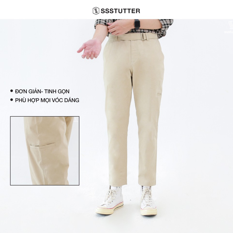 Quần âu nam dài đến mắt cá chân SSSTUTTER có đai quần thông minh ank pants