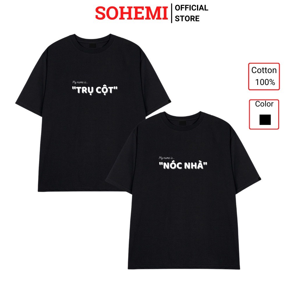 Áo đôi nam nữ, áo cặp đồ đôi nam nữ in hình trụ cột nóc nhà phong cách trẻ trung-PINK