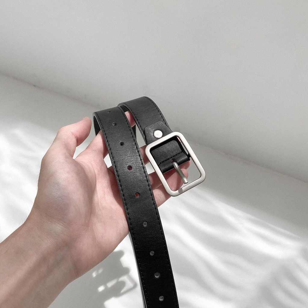 Thắt lưng Sơn Tùng bản nhỏ 2.3cm nam nữ chữ nhật đục lỗ TL001B - Dây nịt học sinh đơn giản thời trang-Thắt lưng trendy
