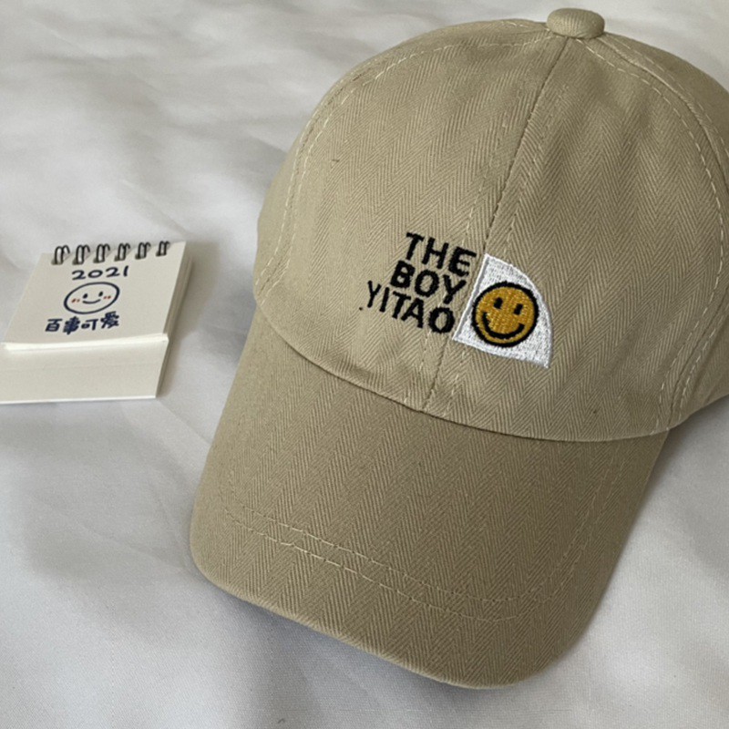 Mũ lưỡi trai thêu hình mặt cười thời trang cho bé