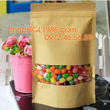(hàng nhập) 100 túi 18x26+4, zip giấy kraft màu nâu vàng, hàng đẹp