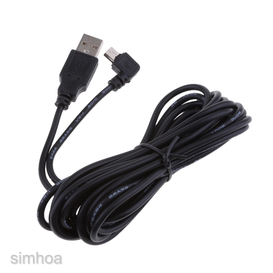 Dây Cáp Sạc USB Mini 3.5M 5V2A Đầu Bẻ Góc Phải 90 Độ Cho Xe Hơi