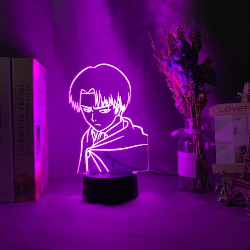 Attack on Titan Captain Levi Ackerman Figure Led Night Light for Kids Child Bedroom Decor Nightlight Colorful Table Lamp Gift