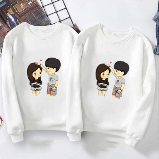 Áo Cặp Đôi Nam Nữ Tình Yêu Thu Đông Ấm Áp Đẹp Giá Rẻ Dài Bo Tay Chất Liệu Da Cá In 3D Xoa Đầu - MEO1620 💯
