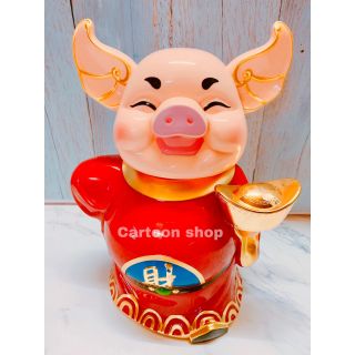 Heo cầm thỏi vàng gật đầu size 35cm vật phẩm phong thủy