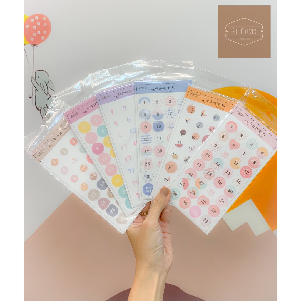 Set Sticker Số ngày 1- 31