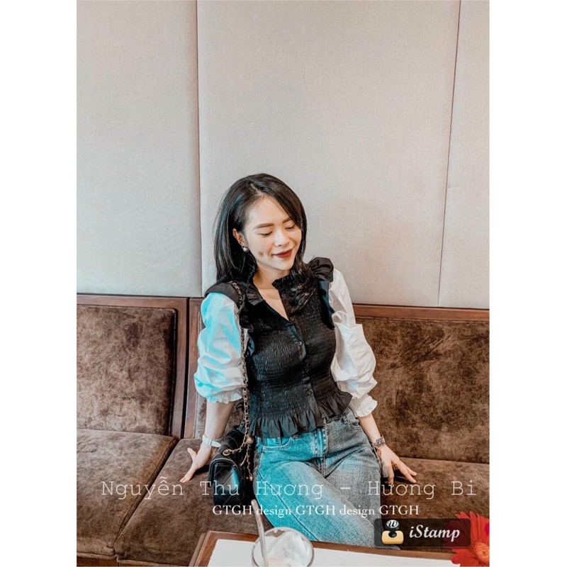 Áo nhún phối sơ mi