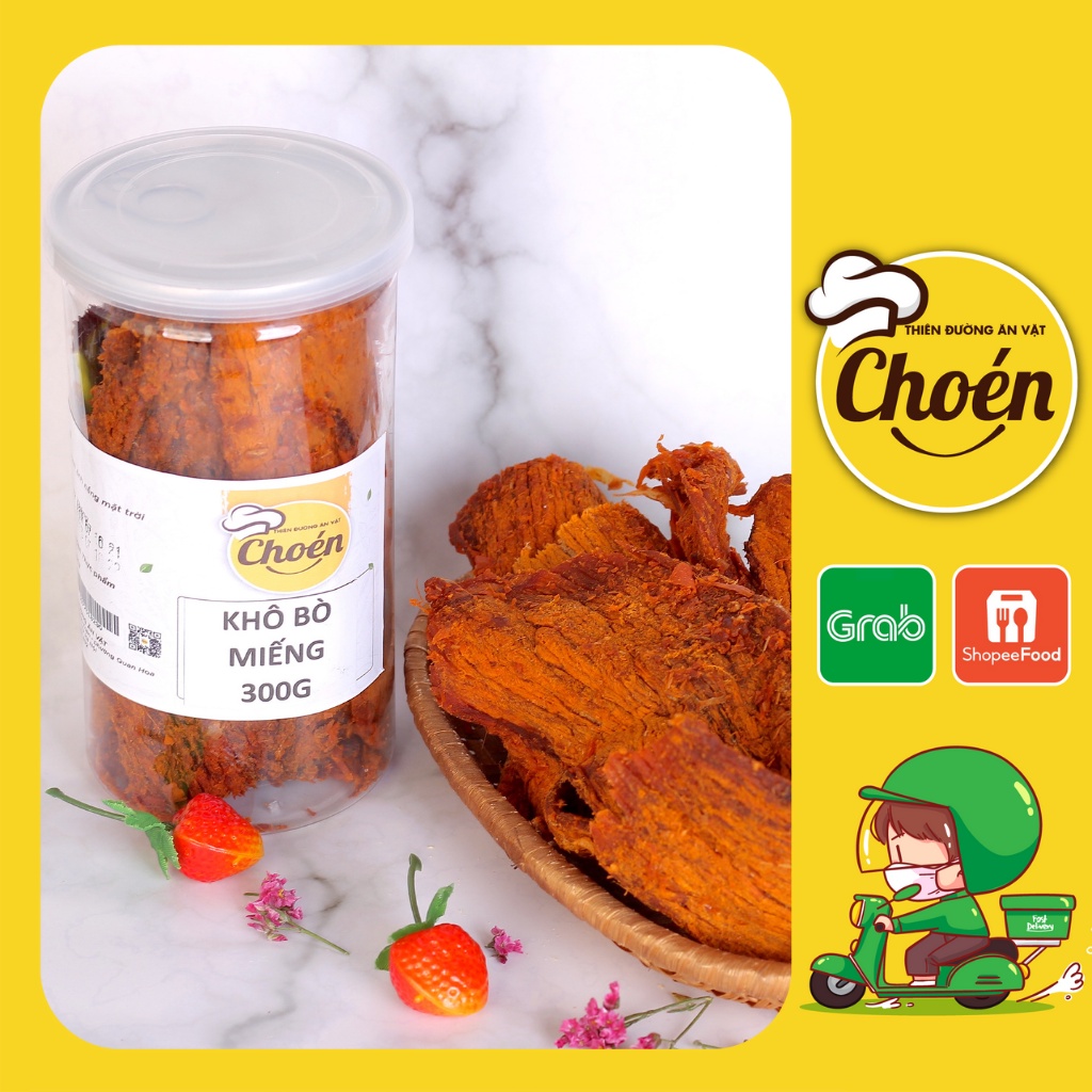 Khô Bò Miếng Lon 300g Loại 1 Cay Vừa Thịt Mềm Chuẩn Vị Thơm Ngon Choen08