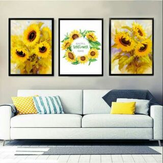 Bộ 3 tranh hoa hướng dương 40x60 kèm khung