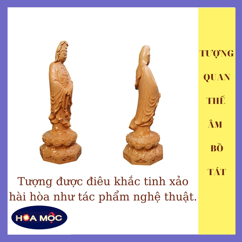 TƯỢNG PHẬT QUÂN ÂM BỒ TÁT [HOA MỘC] CHẤT LIỆU GỖ, CAO 20x7cm [FREE SHIP TOÀN QUỐC] TƯỢNG ĐỂ THỜ, ĐỂ XE HƠI, BÀN LÀM VIỆC