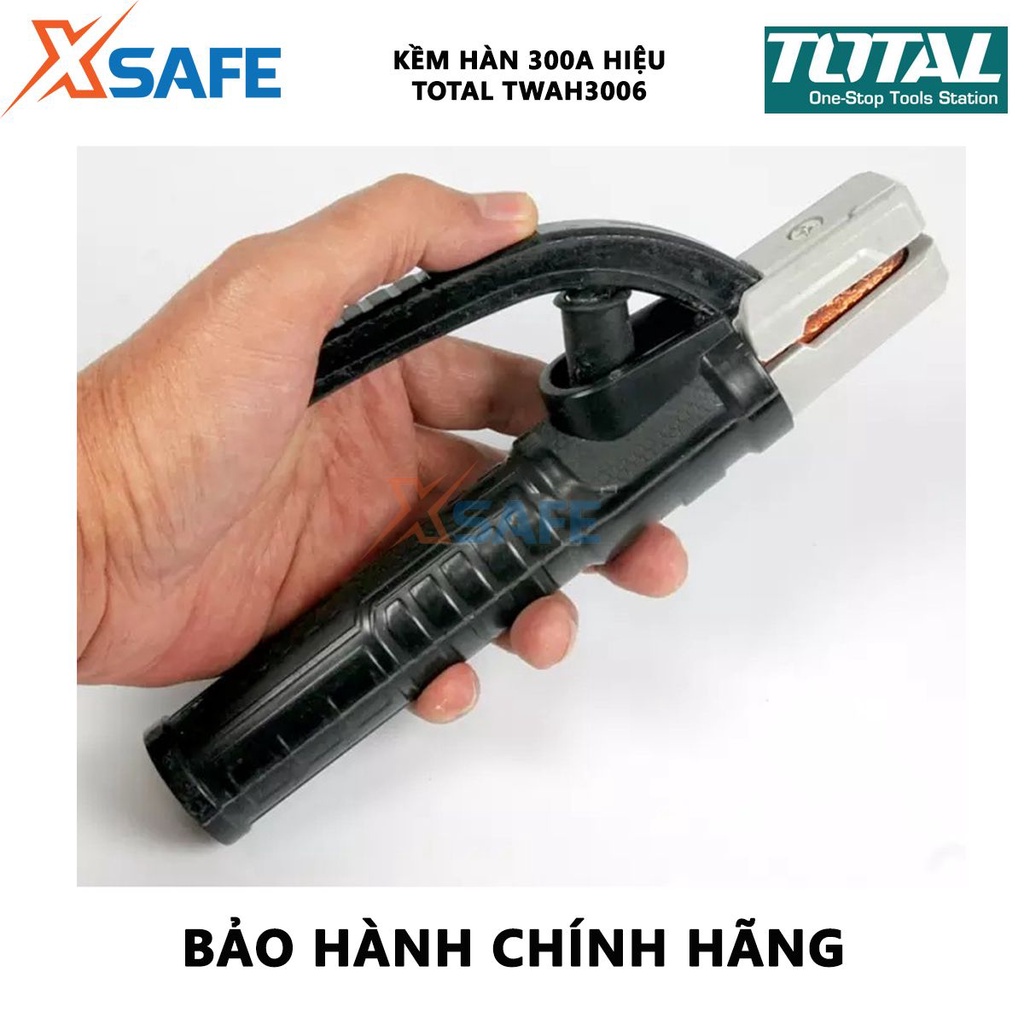 Kìm hàn que TOTAL TWAH3006 Kềm hàn điện Dòng điện định mức 300A, phù hợp sử dụng cho máy hàn MMA của Total