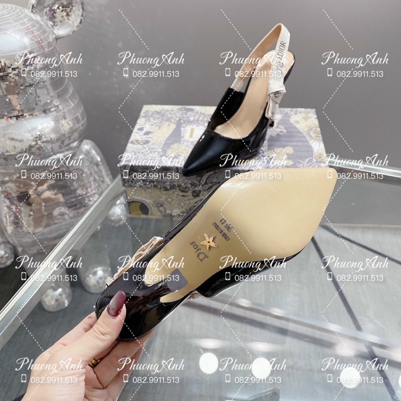 Sandal Dior Đen Bóng Cao 9F Full Size 35-39