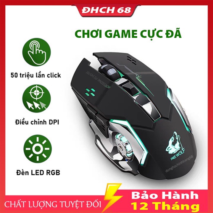 Chuột Gaming Không Dây T28 Dành Cho Game Thủ Click Không Gây Tiếng Ồn Có Đèn LED Chơi Game Cực Đã.