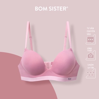 Áo lót không gọng mút vừa su đúc màu trơn cài sau nâng ngực tự nhiên BOM SISTER A903