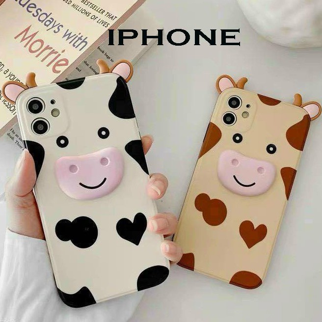 Ốp lưng bò sữa 3D siêu cute IPhone 6/6S/6Plus/6S Plus/ 7Plus/ 8Plus//X/XS/XS Max/ 11/11promax/12/12pro/12prm