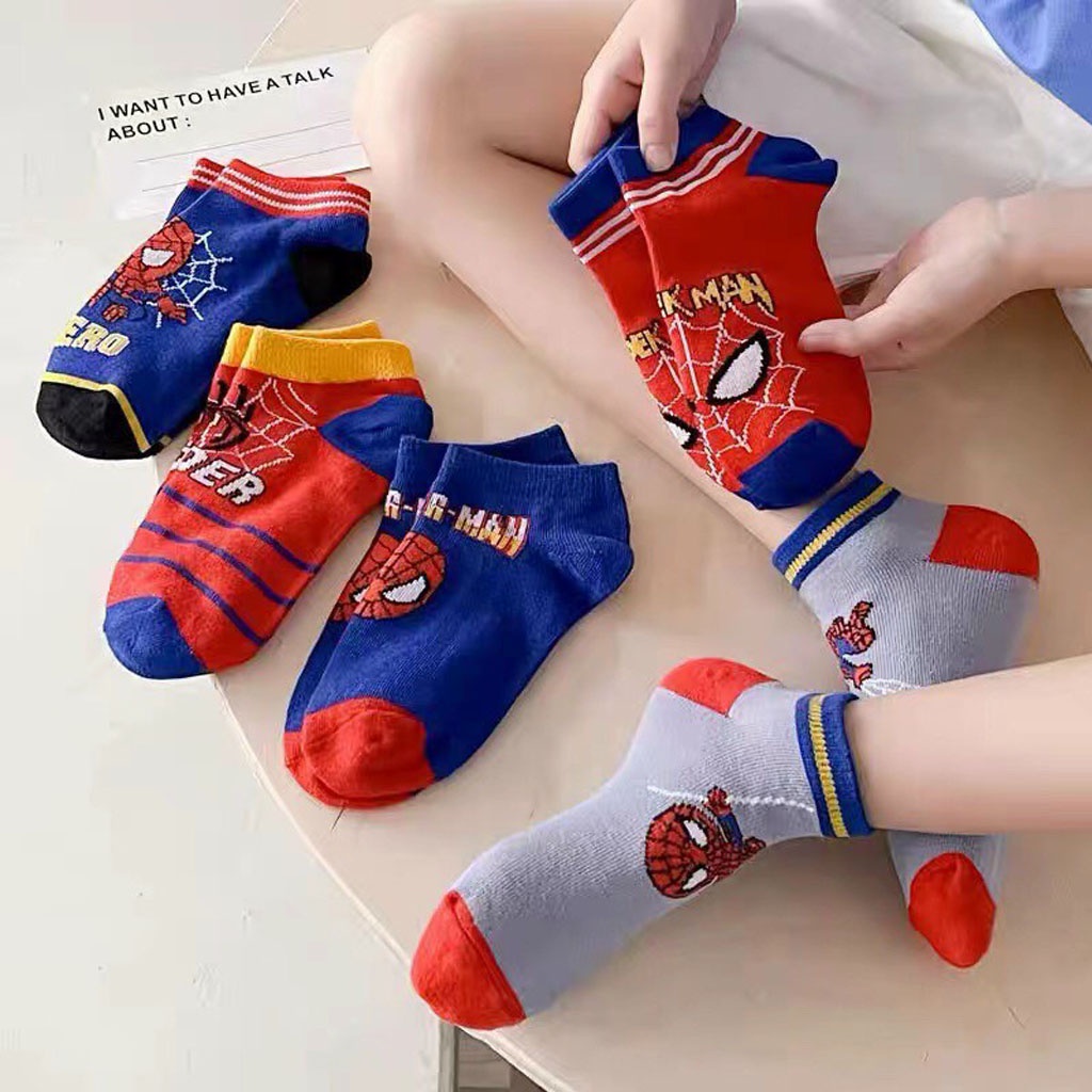 Tất Người Nhện Cho Bé, Vớ Trẻ Em Hoạt Hình Siêu Nhân SPIDER MAN Chất Liệu Cotton từ 1-8 Tuổi - LILA KIDS