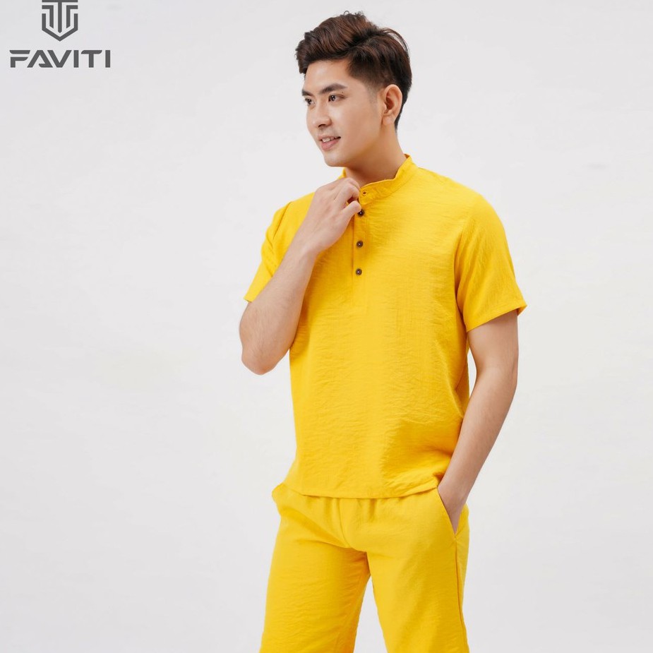 [Mã SKAMA06 giảm 8% TỐI ĐA 50K đơn250K] Bộ Đũi Nam Đồ Bộ mùa hè quần áo cộc tay đẹp cao cấp FAVITI BD33 | BigBuy360 - bigbuy360.vn