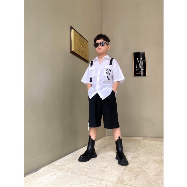 Set Áo Sơmi Trắng Quần Kaki Đẹp Cho Bé Trai 17-27kg