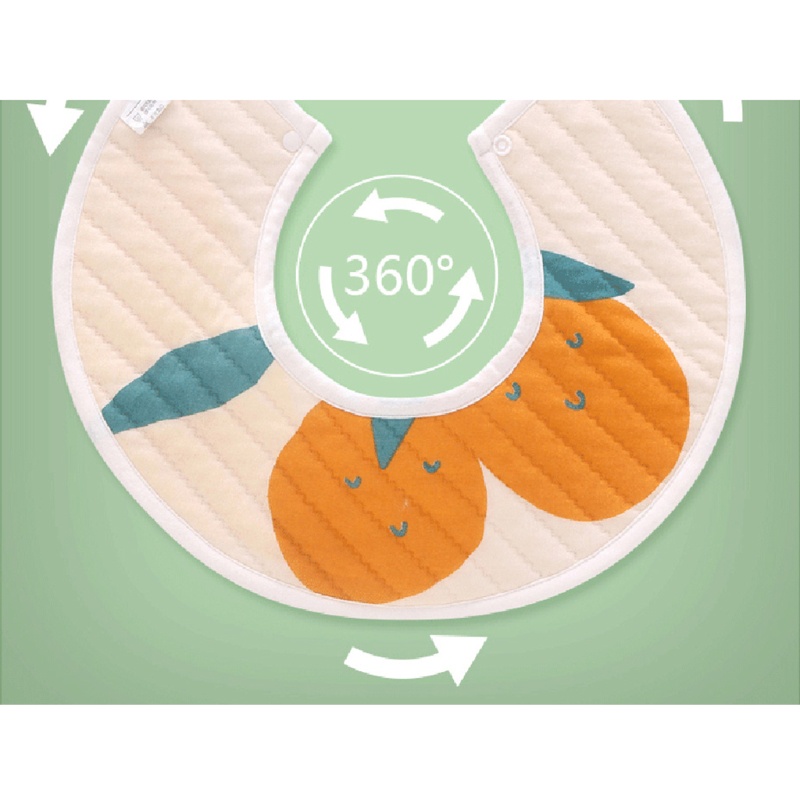 Set 3 Yếm Ăn Cotton Dày Dặn Xoay 360 Độ Chống Nước Thoáng Khí In Họa Tiết Hoạt Hình Cho Bé