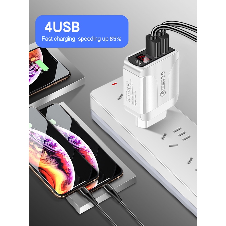 BKWHALE 28W Củ Sạc Nhanh 2 Cổng USB QC3.0 Cho Tất Cả Các Dòng Điện Thoại