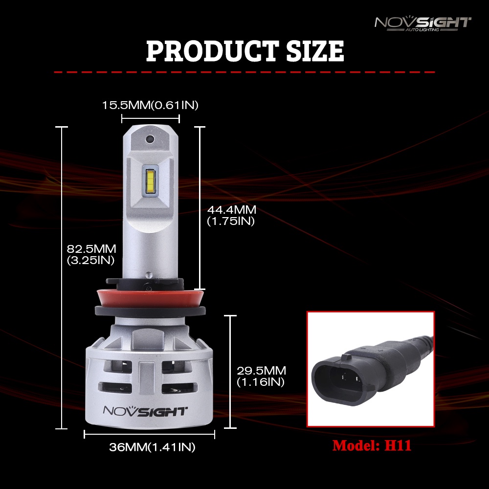 Đèn pha LED NOVSIGHT N9 H11 10000LM 60W 6500K dành cho xe hơi