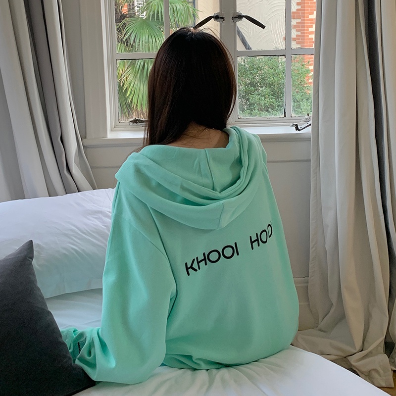Áo khoác hoodie SUXI có khóa kéo tay dài phong cách Hàn Quốc trẻ trung thời trang dành cho nữ