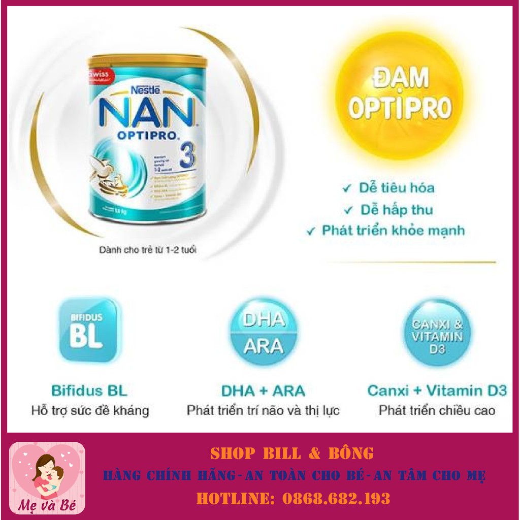 Sữa Nan Nga Optipro số 1, số 2, số 3 - 400g và 800g