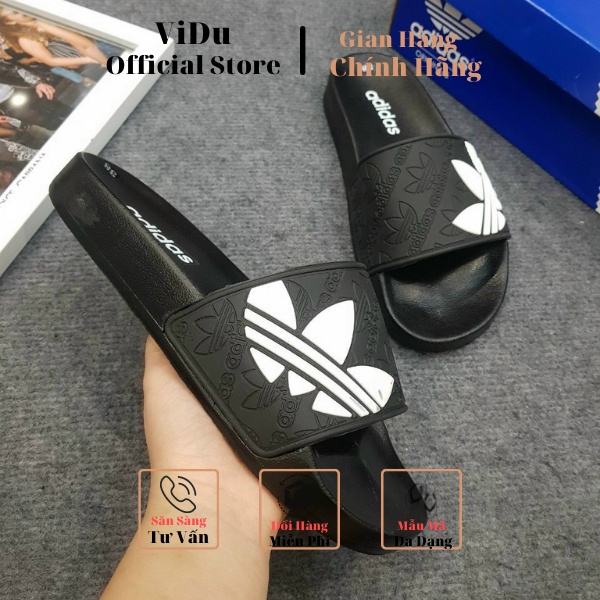 Dép nam thời trang Adidas ViDu 21155 ba màu  họa tiết cỏ 3 lá, hàng cao cấp full box bill