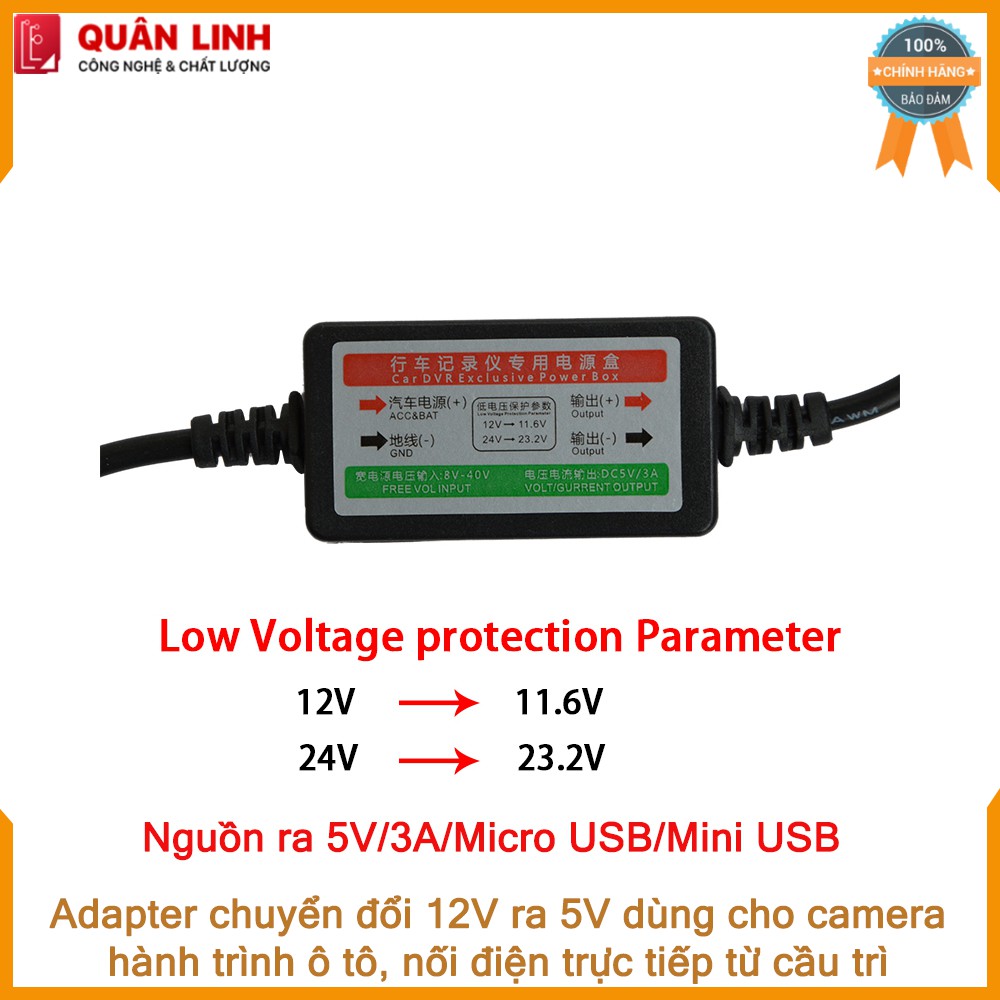 Adapter chuyển đổi điện 12V sang 5V dùng cho camera hành trình đấu điện từ cầu chì ô tô | BigBuy360 - bigbuy360.vn