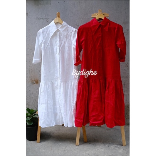 Đầm sơ mi form suông Linen