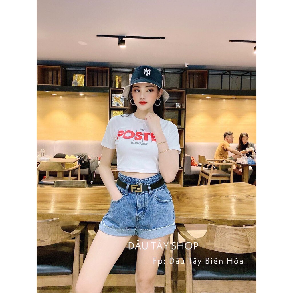 Áo croptop thun lụa xinh xắn in chữ poster hot cá tính siêu cool